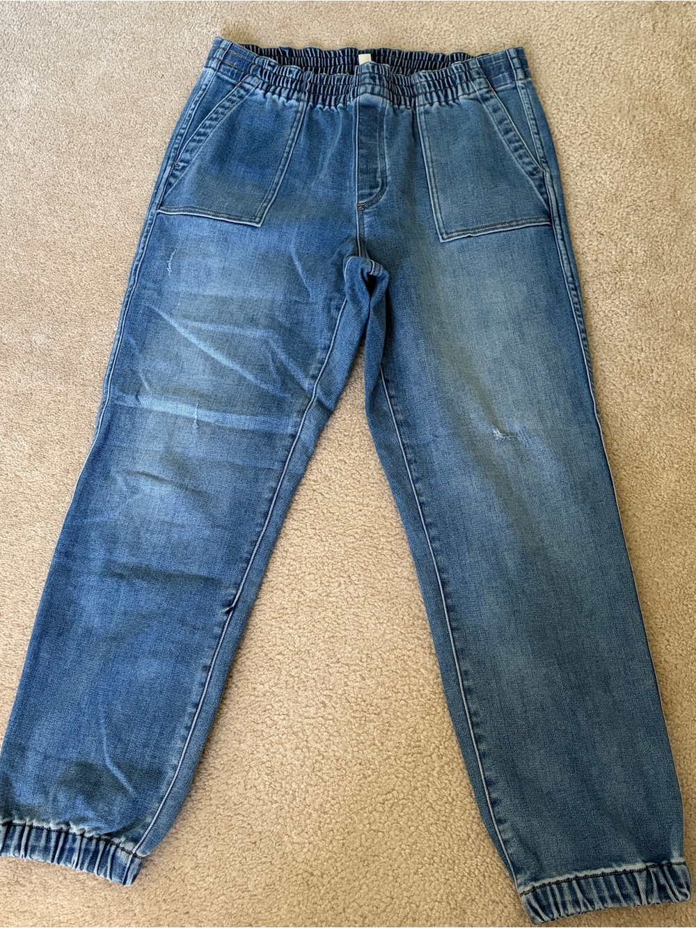 JCrew Elastic Waist Denim Joggers - Large Tall